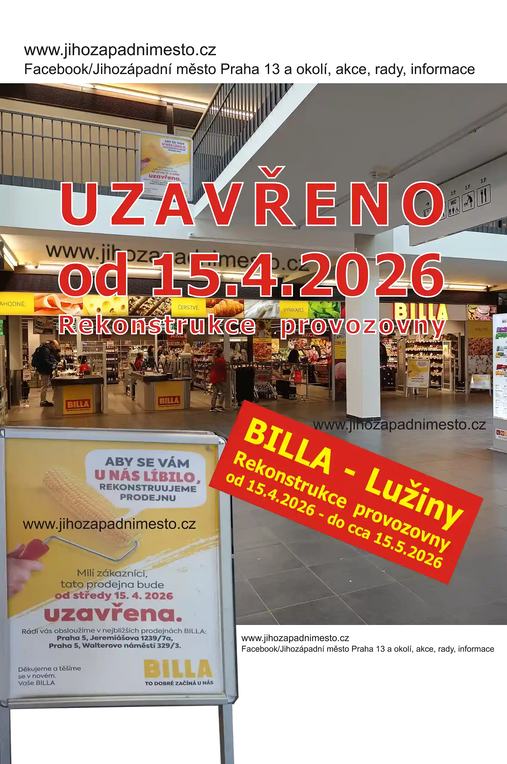 Billa a uzavření provozovny na Lužinách